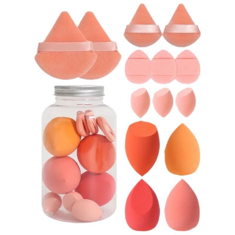 14 Pcs Makeup Sponge Set-Beauty Blender & Powder Puff Kit with Mini Sponges, Latex-Free Foundation Blending Sponge Set for Liquid, Cream & Powder, Professional Makeup Tools for Flawless Finish
