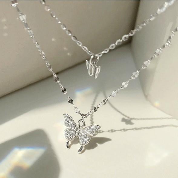 Double Micro-Set Premium Zirconia Delicate Butterfly Pendant Necklace - High-Quality Craftsmanship, Perfect Trendy Jewelry Gift for Ladies to Complement Any Outfit on All Occasions