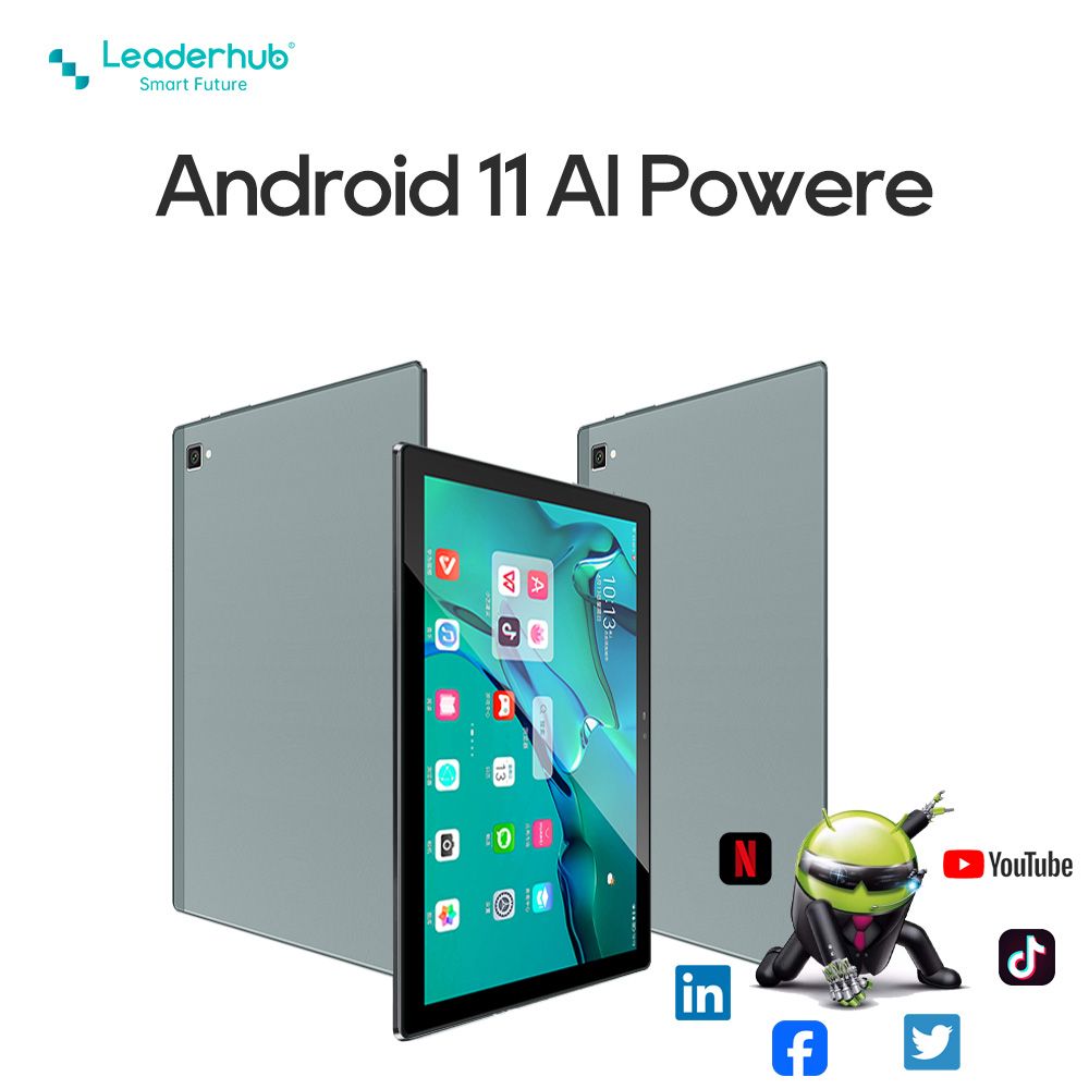 Leaderhub S18C 10.1'' 800×1280 IPS Tablet with Free Leather Case, with 6000mah Battery, 4GB+64GB Memory, Android 11 OS Support SIM/TF Card