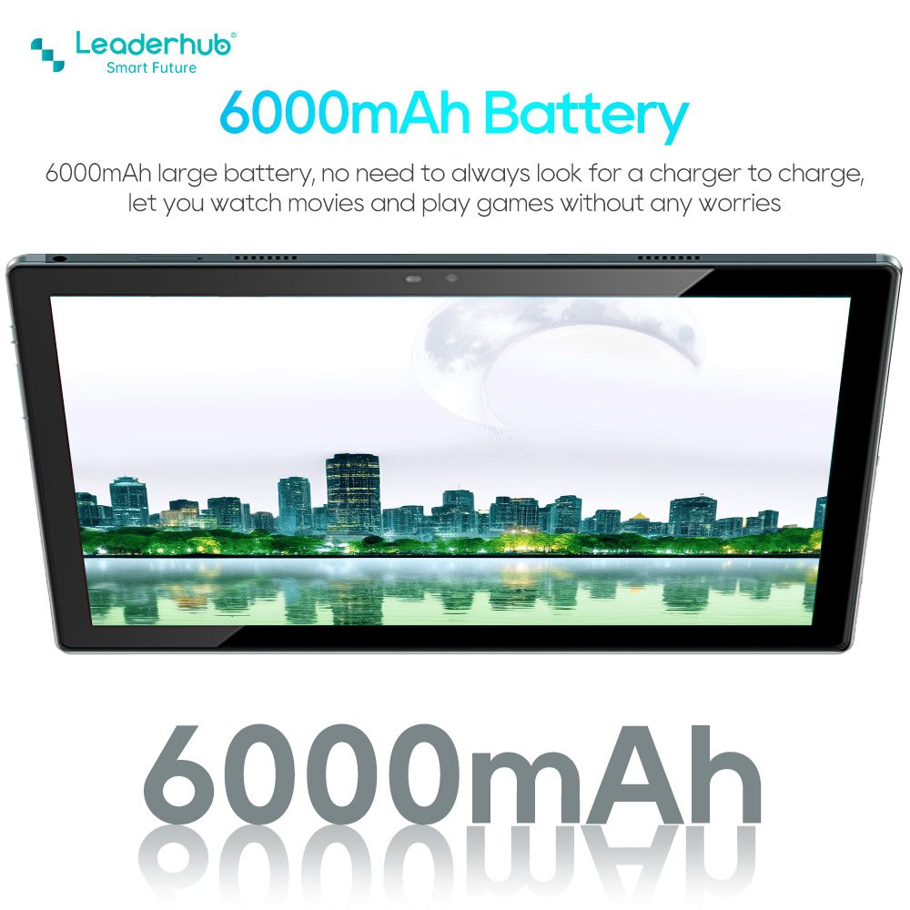 Leaderhub S18C 10.1'' 800×1280 IPS Tablet with Free Leather Case, with 6000mah Battery, 4GB+64GB Memory, Android 11 OS Support SIM/TF Card