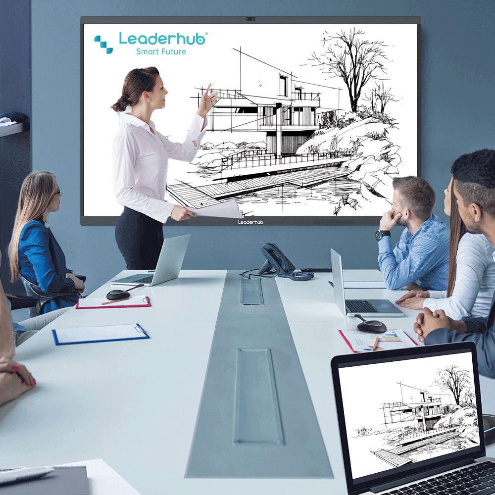 Leaderhub  75 inches L75HM Smart Board 8G DDR RAM  128G EMMC Storage Hybrid Conference Displays Interactive Flat Panel Touch Screen Digital Board For Classroom Conference ​Meeting Room SmartBoard