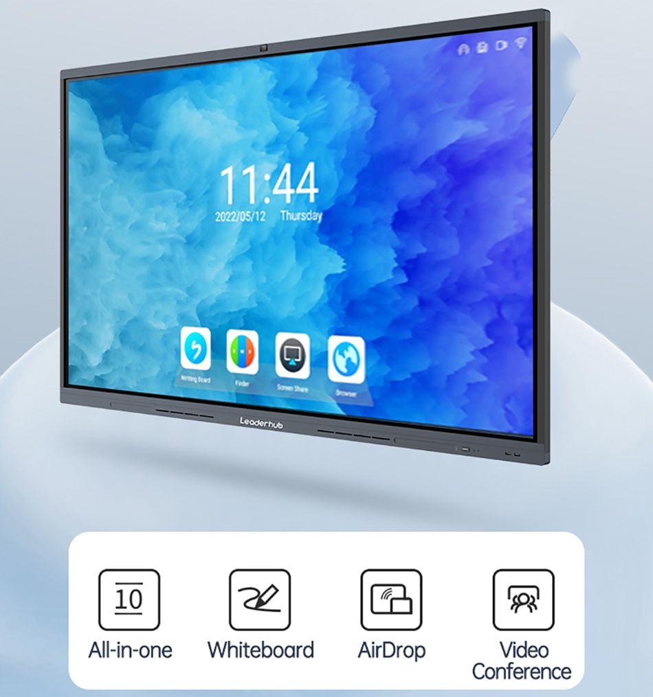 Leaderhub L75H 75'' Smart White Board Android 11.0 Interactive Flat Panel with 48MP AI Camere for Classroom Conference ​Meeting Room