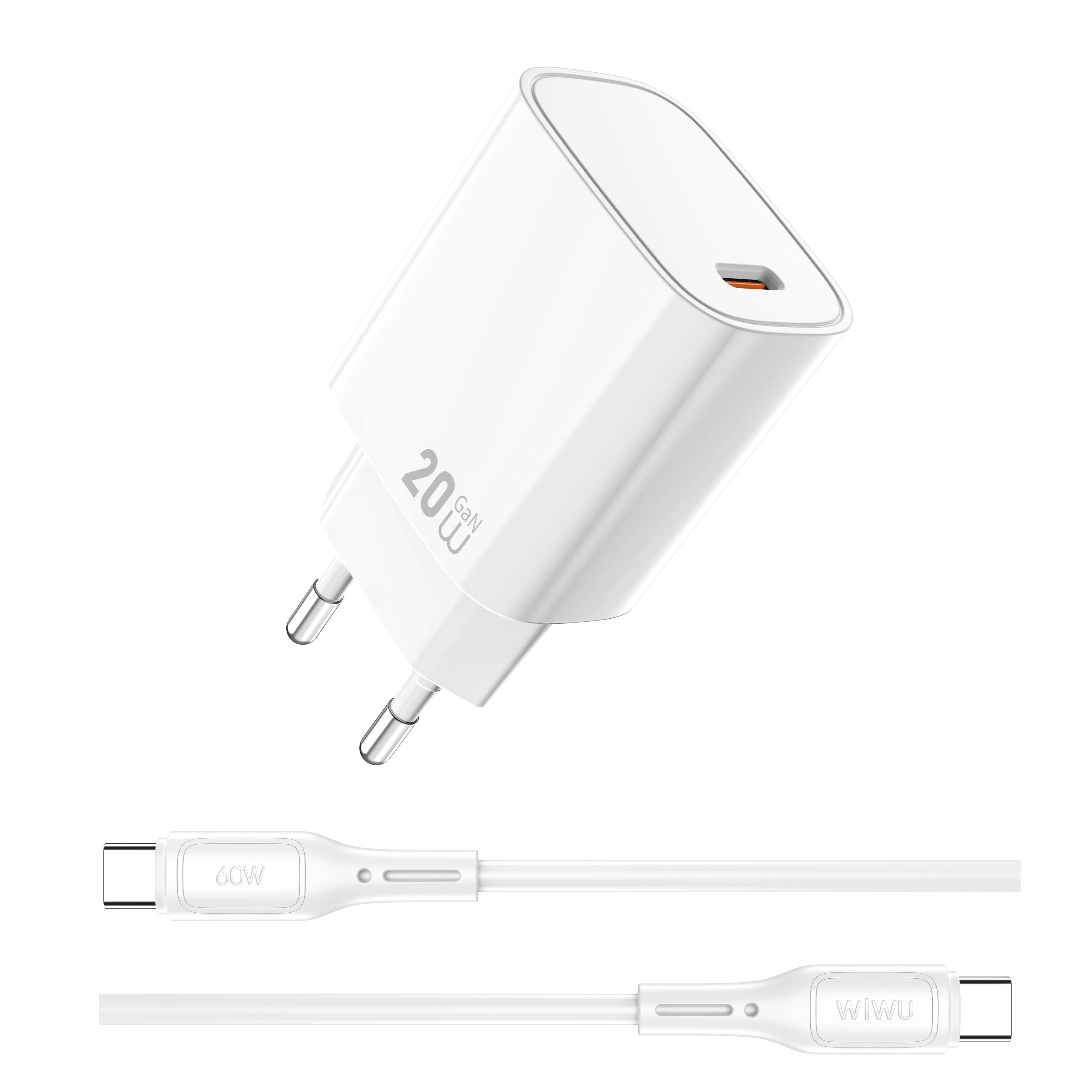 KMAX EU CE 20W Essential GaN Fast Smartphone Charger USB fit 100-240V 50-60Hz use for iphone android phoe  G007 with 1 pcs type-c cable