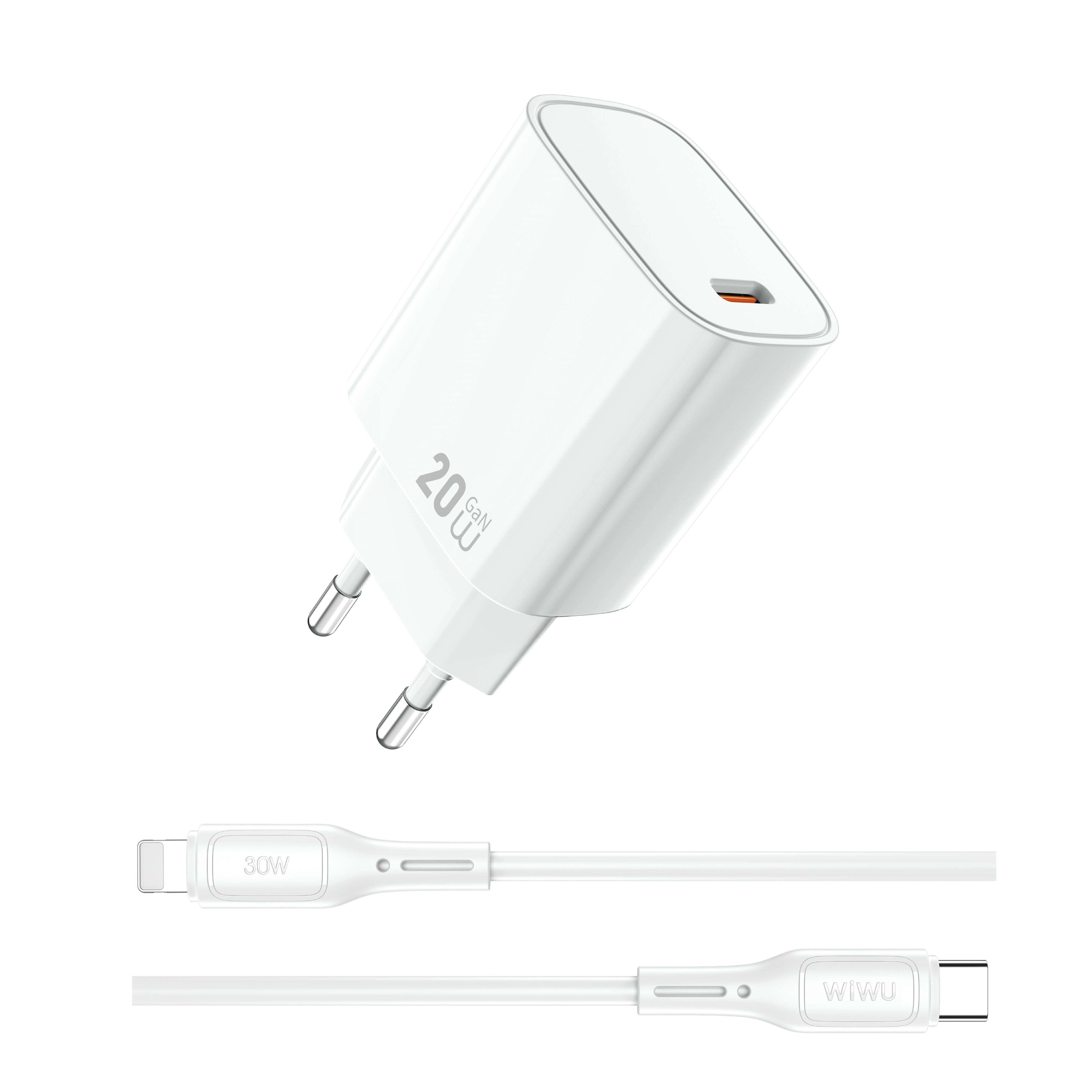 KMAX EU CE 20W Essential GaN Fast Smartphone Charger USB fit 100-240V 50-60Hz use for iphone android phoe  G007 with 1 pcs lightning cable