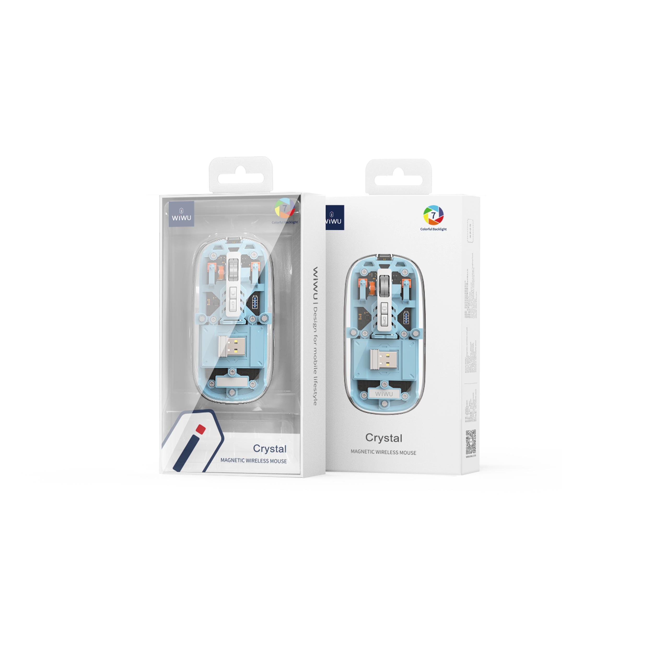 KMAX WM105 Crystal Wireless Mouse Gray Material: PC + Metal Scroll Wheel Bluetooth + 2.4G Dual Mode Can connect to 3 devices simultaneously Battery 400mAh 5 BUTTONS