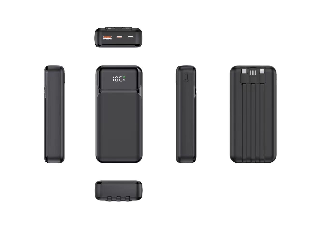 ‌Leaderhub PF200 22.5W  Power Bank 20000mAh Triple Output (Type-C + USB+Lightning) Digital Display CE Certified Compact & Portable for Smartphones/Tablets (Black)