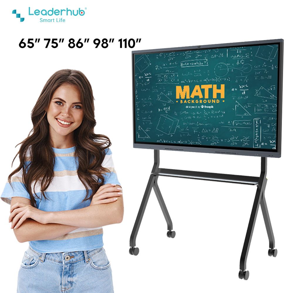 Leaderhub L75H 75'' Smart White Board Android 11.0 Interactive Flat Panel with 48MP AI Camere for Classroom Conference ​Meeting Room