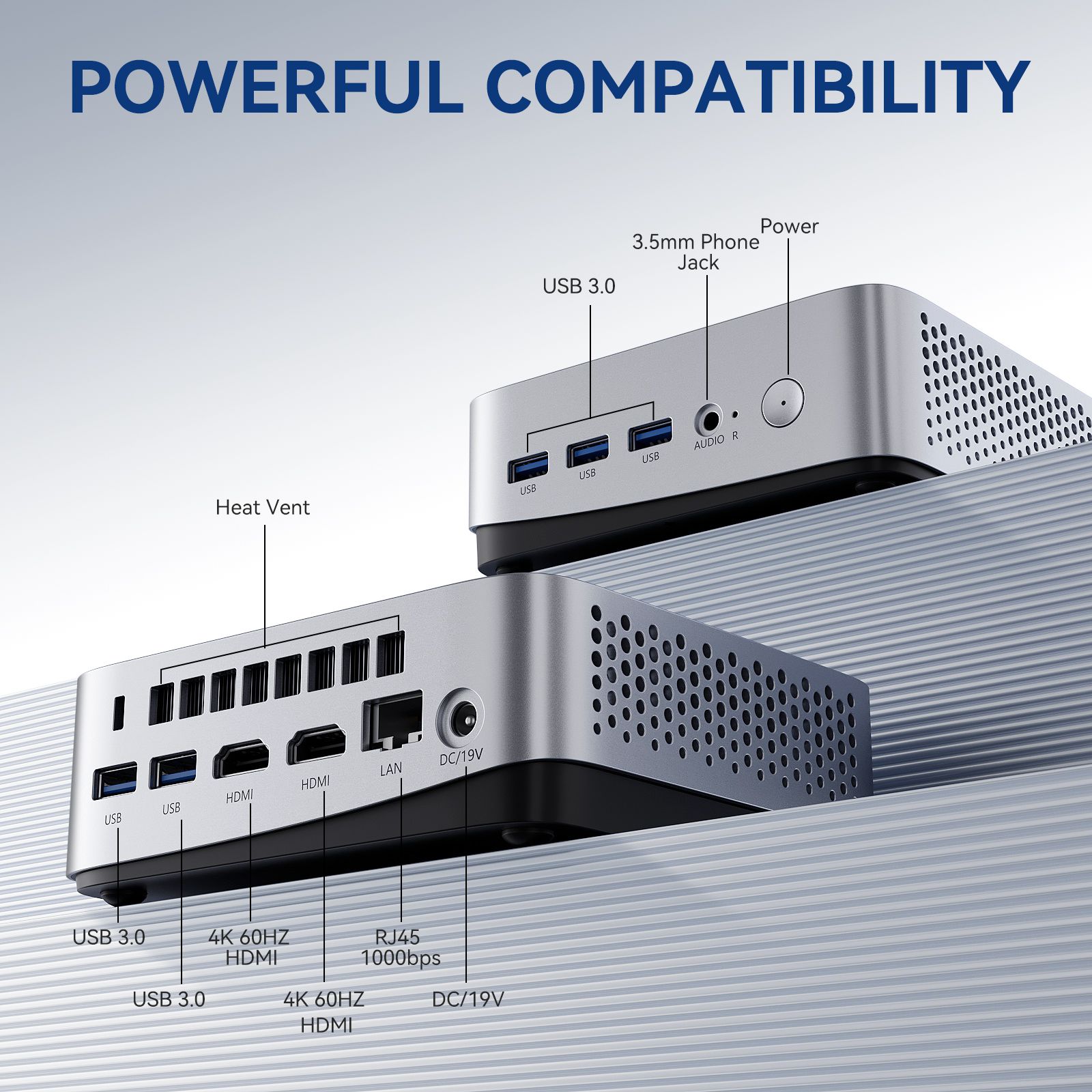 Leaderhub LP5C Mini PC i5-12450HX 16GB DDR4*2 +512GB M.2 NVMe SSD  Mini Computers USB 3.2 WiFi 6  BT5.2 RJ45 2.5G 4K Triple Display Desktop PC