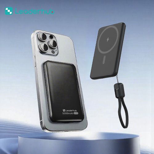 ‌Leaderhub PF200 22.5W  Power Bank 20000mAh Triple Output (Type-C + USB+Lightning) Digital Display CE Certified Compact & Portable for Smartphones/Tablets (Black)