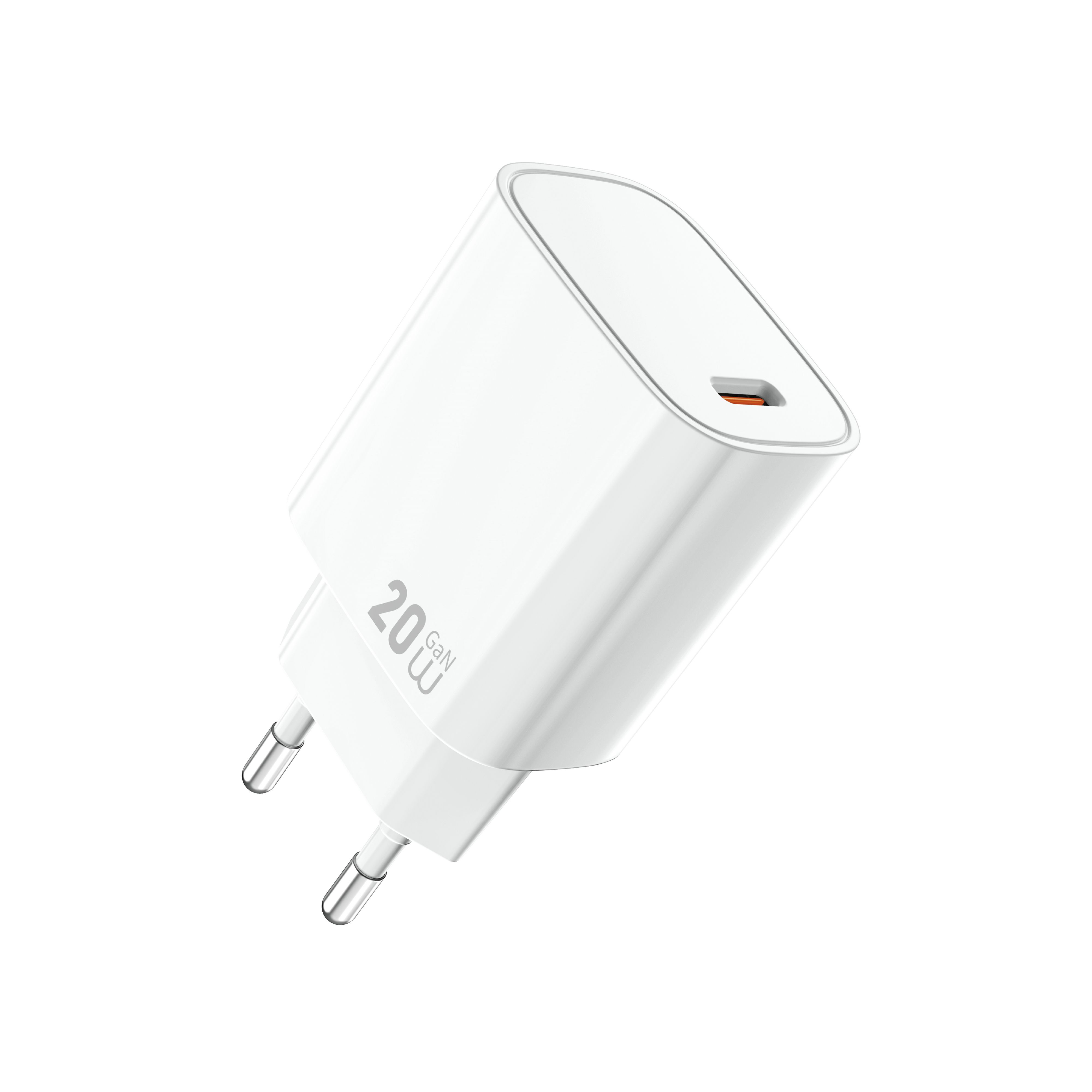 KMAX WiWU  Wi-G007 C-C UK CE 20W Essential GaN Fast Smartphone Charger USB Fit 100-240V 50-60Hz 0.8A Output: 5V 3A/ , 9V/ 2.22A , 12V /1.67A Use for Iphone Android Phoe  with 1 PCS Type-C Cable(White)