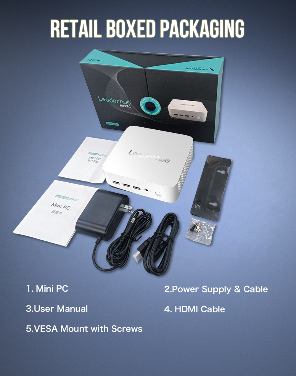 Leaderhub LP5C Mini PC i5-12450HX 16GB DDR4*2 +512GB M.2 NVMe SSD  Mini Computers USB 3.2 WiFi 6  BT5.2 RJ45 2.5G 4K Triple Display Desktop PC