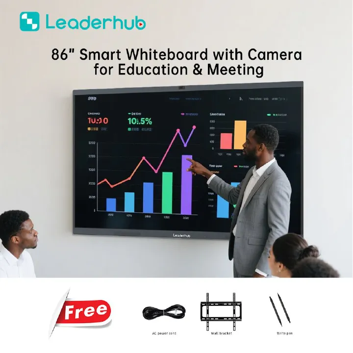 Leaderhub L86HM  86'' 10-in-1 Android 16.0 Smart Whiteboard Electronic Touch Screen  Interactive Flat Panel with 50MP AI Camera for Conference ​Meeting Room
