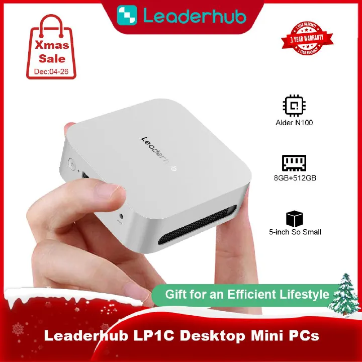 Leaderhub LP1C Windows 11 Pro Alder N100 Mini PC 8GB DDR4 512GB SSD Mini Desktop Laptop Kompyuta Ndogo for Study&Office Work&Gaming