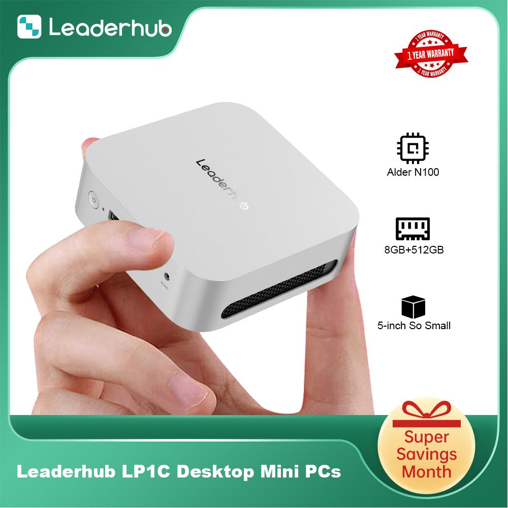Leaderhub 2026 New Model LP1C Ultra Compact Mini PC Energy Efficient Portable Small Computer for Zoom Meetings,Home Office,Gaming,Streaming Use