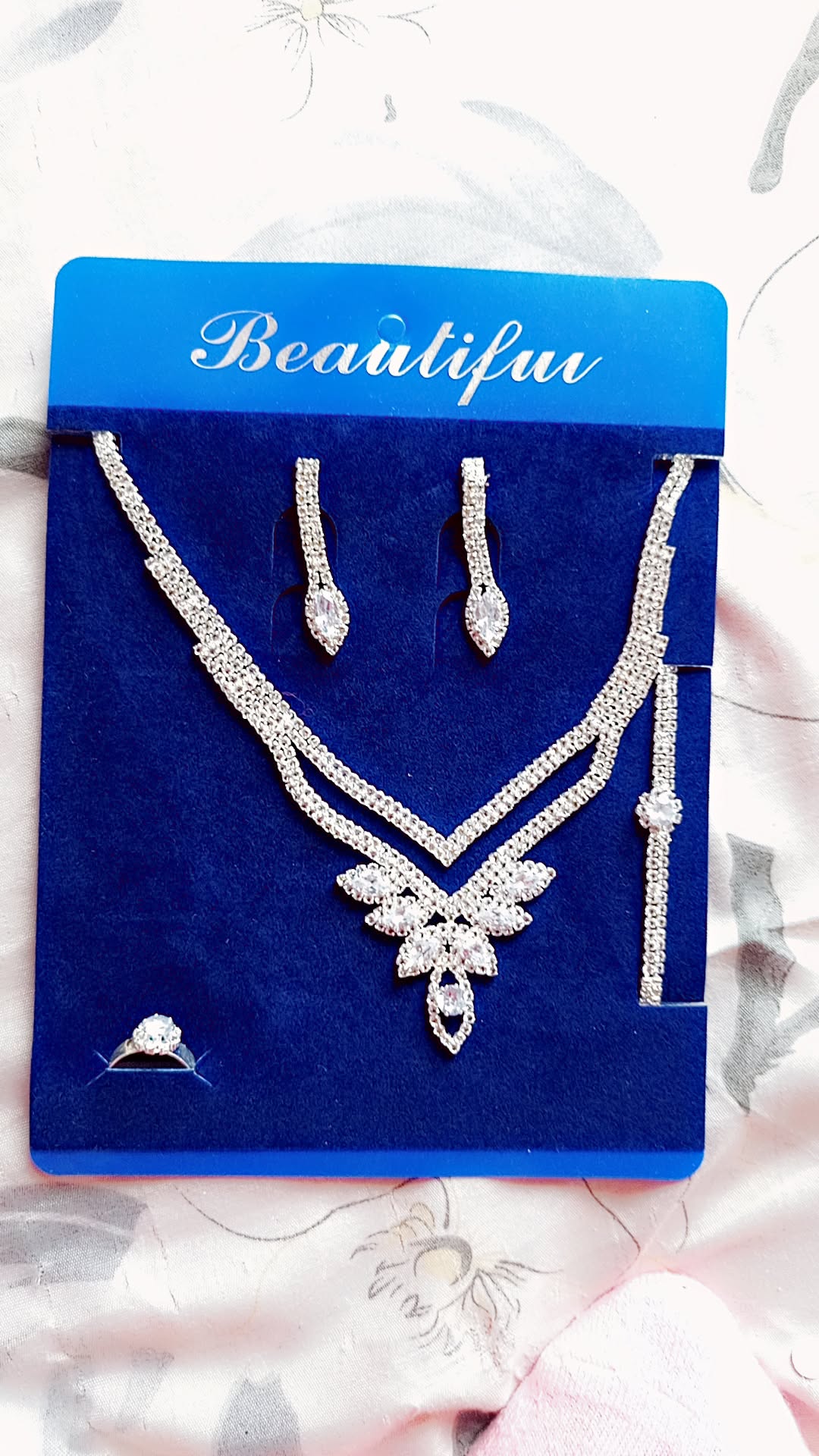 silver-plated crystal jewellery set