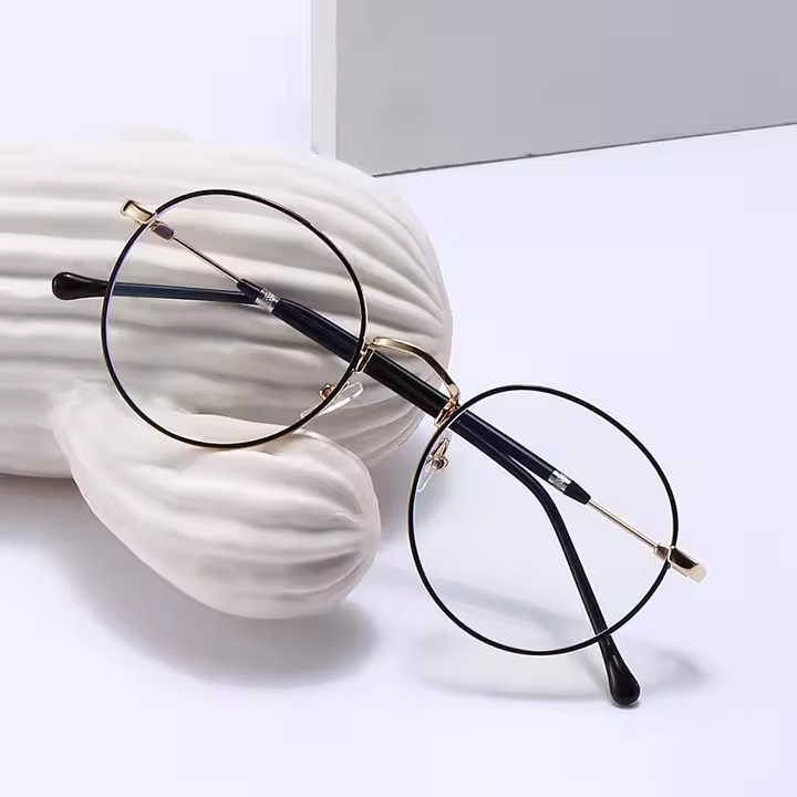 Metal Retro Anti Blue Light Glasses Myopia Glasses Frame Men and Women Round Frame Glasses Unisex 1PC