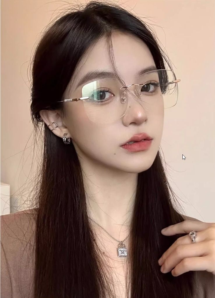 Photochromic Frameless Anti-blue Glasses Anti-radiation Women and Men Have Degree Large Frame EyeGlasses 1PC
