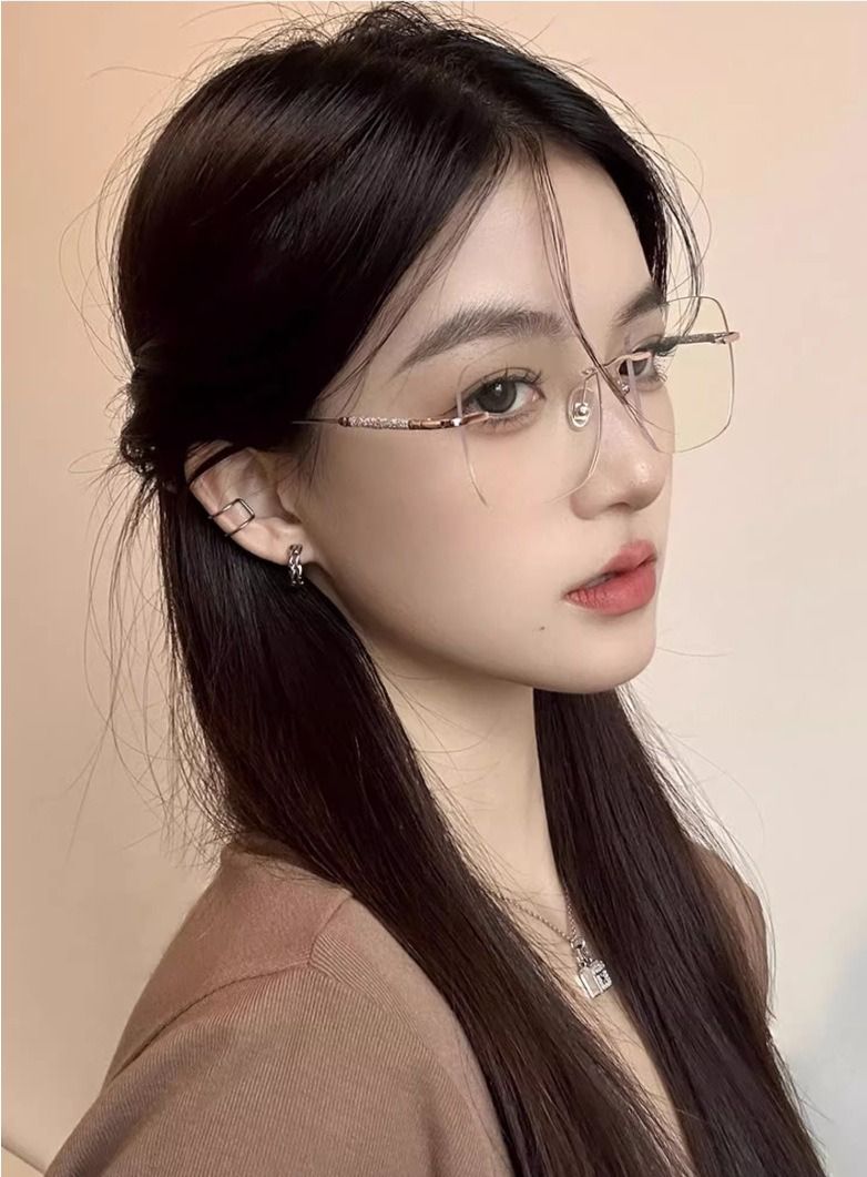Photochromic Frameless Anti-blue Glasses Anti-radiation Women and Men Have Degree Large Frame EyeGlasses 1PC
