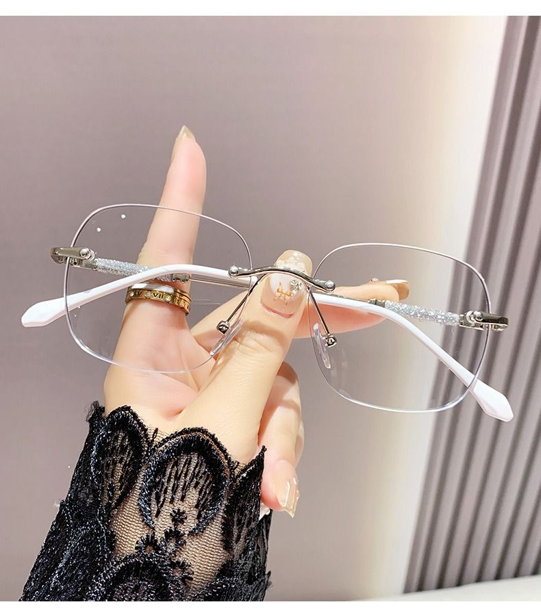 Photochromic Frameless Anti-blue Glasses Anti-radiation Women and Men Have Degree Large Frame EyeGlasses 1PC