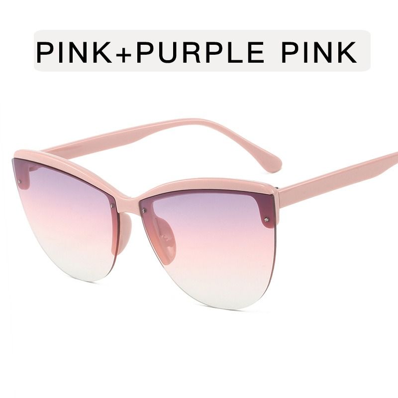 Fashion Retro Half Frame Big Cat-eye Sunglasses for Women Gradient Designer Luxury Cutting Lens UV400 Sunshade Sun Glasses 1PC