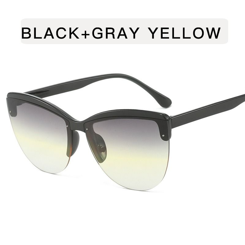 Fashion Retro Half Frame Big Cat-eye Sunglasses for Women Gradient Designer Luxury Cutting Lens UV400 Sunshade Sun Glasses 1PC