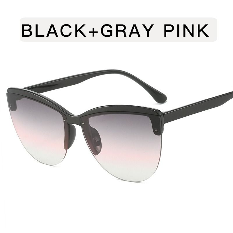Fashion Retro Half Frame Big Cat-eye Sunglasses for Women Gradient Designer Luxury Cutting Lens UV400 Sunshade Sun Glasses 1PC