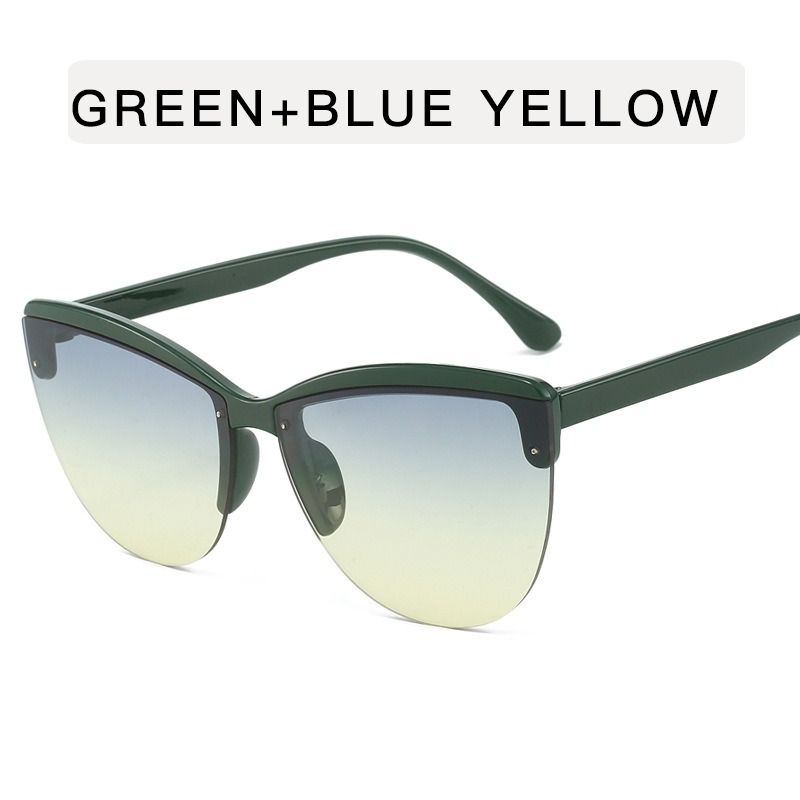 Fashion Retro Half Frame Big Cat-eye Sunglasses for Women Gradient Designer Luxury Cutting Lens UV400 Sunshade Sun Glasses 1PC