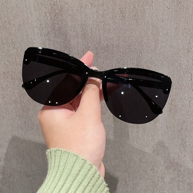 Fashion Retro Half Frame Big Cat-eye Sunglasses for Women Gradient Designer Luxury Cutting Lens UV400 Sunshade Sun Glasses 1PC