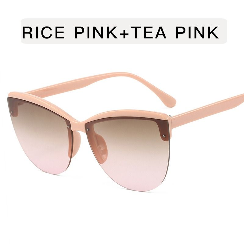 Fashion Retro Half Frame Big Cat-eye Sunglasses for Women Gradient Designer Luxury Cutting Lens UV400 Sunshade Sun Glasses 1PC