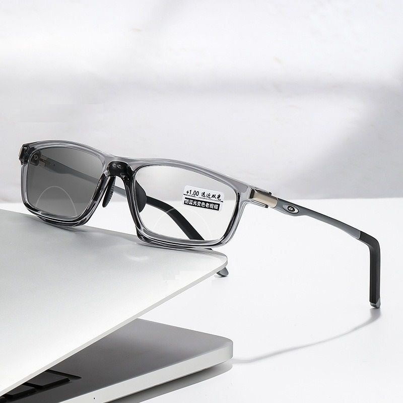 2025 Men Women Alloy Photochromic Near Far Presbyopia Glasses Anti Blue Light Sports Bifocal Reading Glasses 1pc