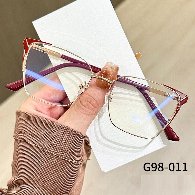 Business Style Colorful Alloy TR Anti-blue Light Cat Eye Glasses Metal Full Frame Anti Blue Light Unisex Optical Eyeglasses 1PC