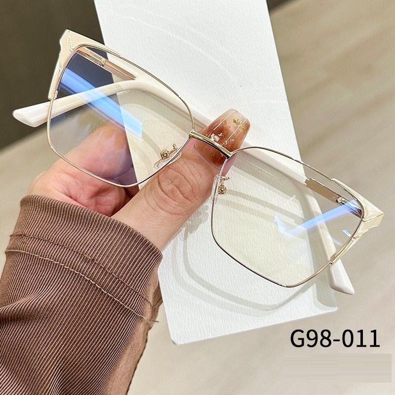 Business Style Colorful Alloy TR Anti-blue Light Cat Eye Glasses Metal Full Frame Anti Blue Light Unisex Optical Eyeglasses 1PC