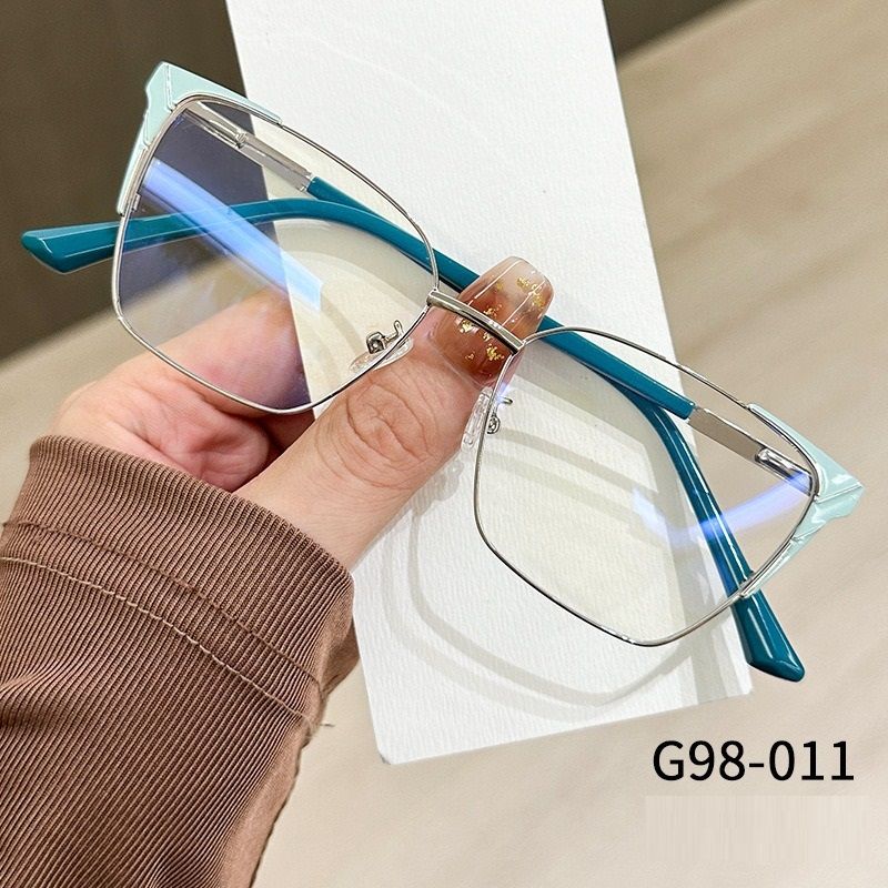 Business Style Colorful Alloy TR Anti-blue Light Cat Eye Glasses Metal Full Frame Anti Blue Light Unisex Optical Eyeglasses 1PC