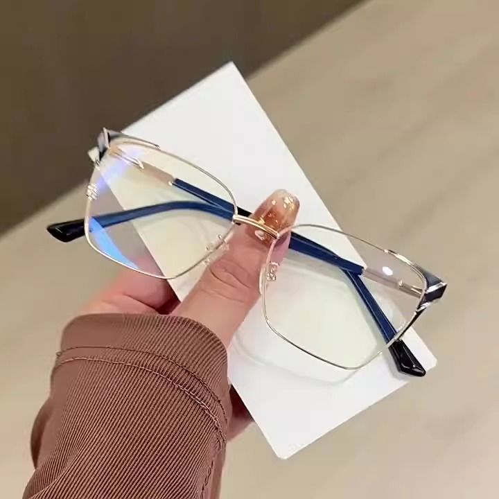 Business Style Colorful Alloy TR Anti-blue Light Cat Eye Glasses Metal Full Frame Anti Blue Light Unisex Optical Eyeglasses 1PC