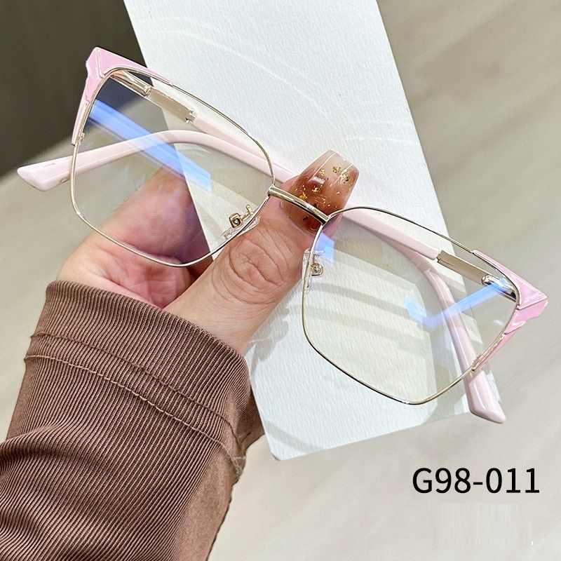 Business Style Colorful Alloy TR Anti-blue Light Cat Eye Glasses Metal Full Frame Anti Blue Light Unisex Optical Eyeglasses 1PC