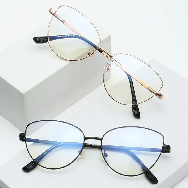 Transparency Personality Designer Optical Spectacle Computer Blue Light Blocking Round Unisex Eyeglasses Metal Optical Frames Anti Blue Light Photochromic 1PC