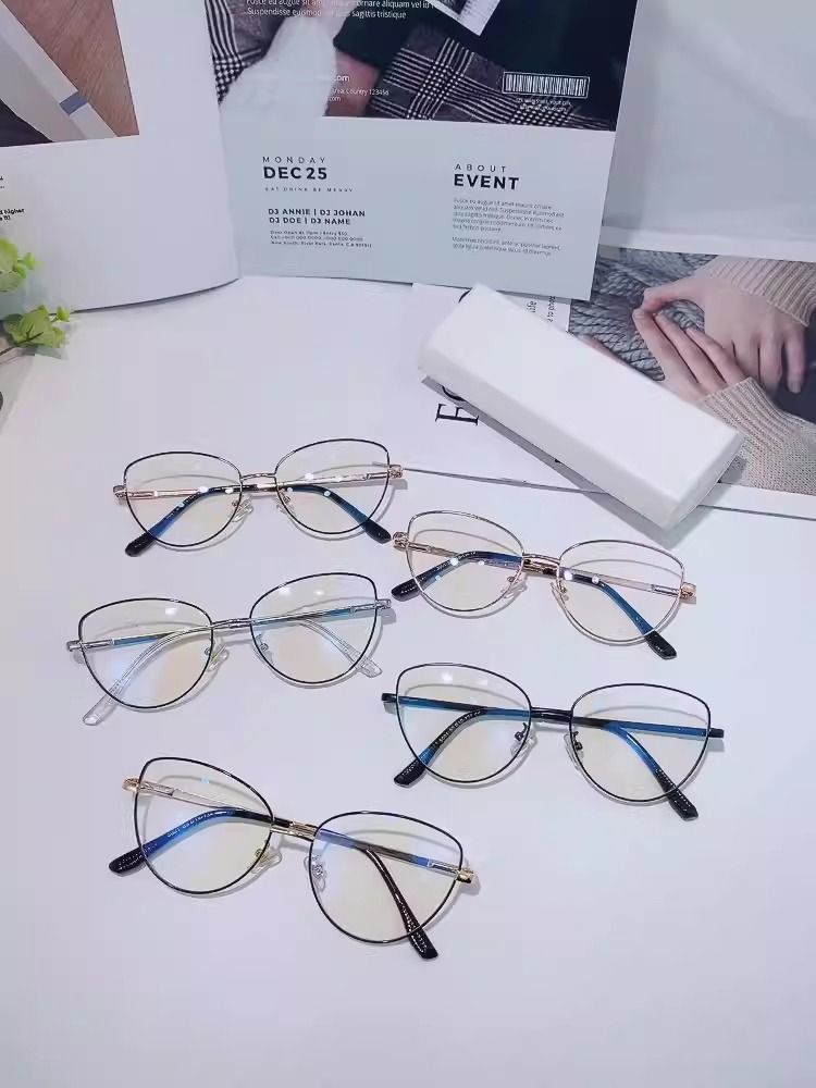 Transparency Personality Designer Optical Spectacle Computer Blue Light Blocking Round Unisex Eyeglasses Metal Optical Frames Anti Blue Light Photochromic 1PC