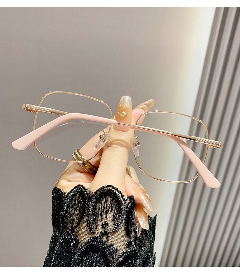 Fashionable Metal Optics Eyewear Oversized Frame Anti Blue Light Photochromic Lens Glasses Prescription Computer Eyeglasses 1PC