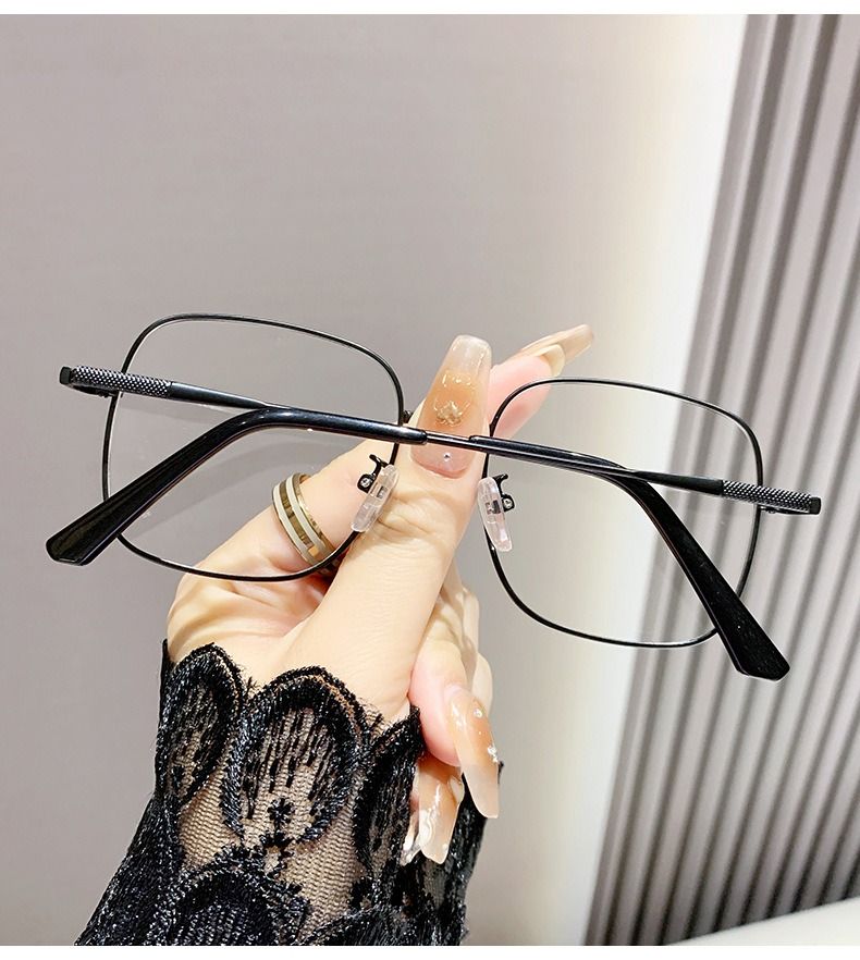 Fashionable Metal Optics Eyewear Oversized Frame Anti Blue Light Photochromic Lens Glasses Prescription Computer Eyeglasses 1PC