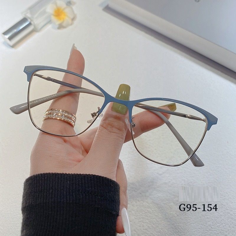 YF95-154 Custom Logo Blue Light Blocking Cat Eye Glasses Women Spectacles Eyeglasses Frames 1PC