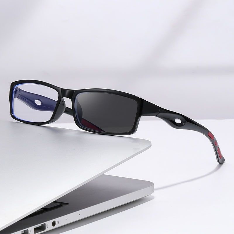 Black Red Anti slip Rectangle Verre Anti Reflet Sports Woman Men Cycling Sunglasses Photochromic Lens Anti Blue Light Glasses 1PC