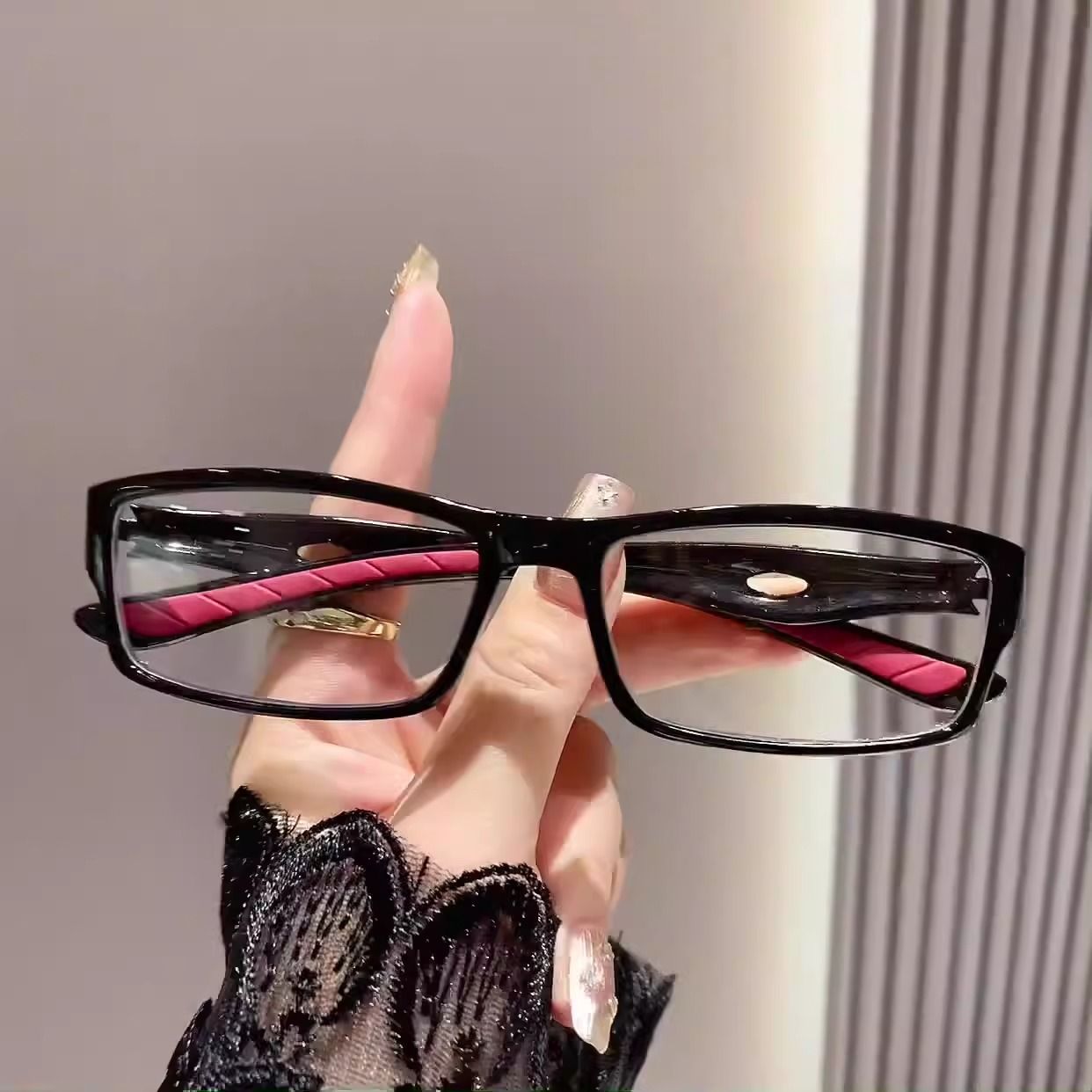 Black Red Anti slip Rectangle Verre Anti Reflet Sports Woman Men Cycling Sunglasses Photochromic Lens Anti Blue Light Glasses 1PC