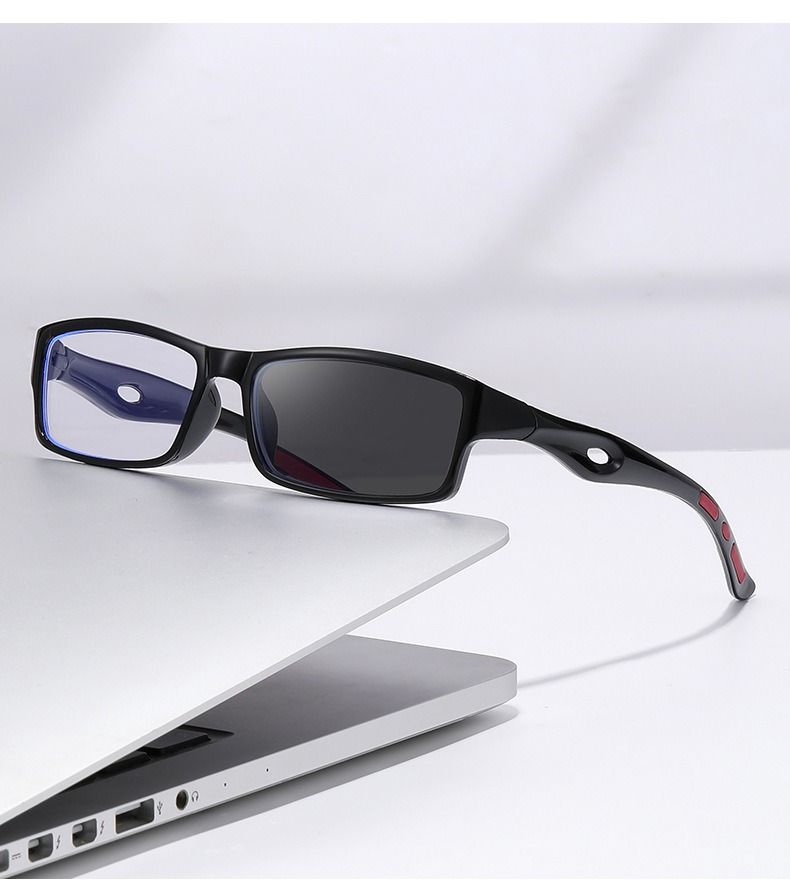 Black Red Anti slip Rectangle Verre Anti Reflet Sports Woman Men Cycling Sunglasses Photochromic Lens Anti Blue Light Glasses 1PC