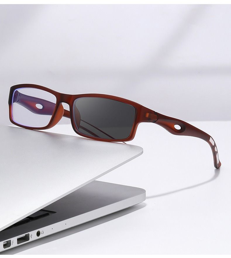 Black Red Anti slip Rectangle Verre Anti Reflet Sports Woman Men Cycling Sunglasses Photochromic Lens Anti Blue Light Glasses 1PC