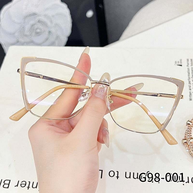 New Design Luxury Half Frame Cat Eye Eyeglasses Frames 2025 Metal Men Eye Glass Women Frames Optical Glasses for Men 1PC
