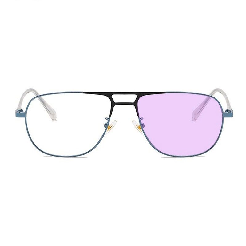 Latest Color-Changing Anti-Blue Light Phtochromic Glasses Retro Metal Double Beam Optical Glasses Frame for Men Popular Glasses Women and Men Photochromic Eyewear Frame 1PC