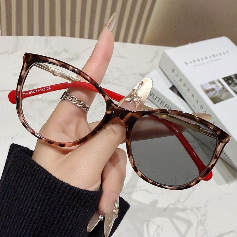314 Fashion Photochromic Glasses Anti Blue Light Blocking Cat Eye Glasses for Women Optical Spectacle Eyeglasses Frames 1PC
