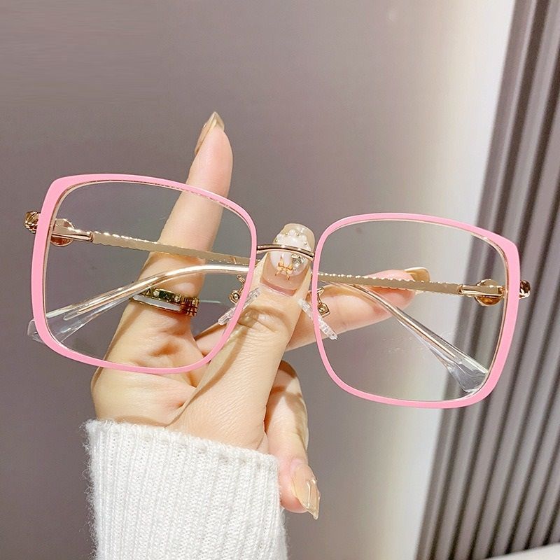 7181 Solid Print Photochromic Eyeglass Frame Square Optical Glasses With Blue Light Protection Decorative Style 1PC