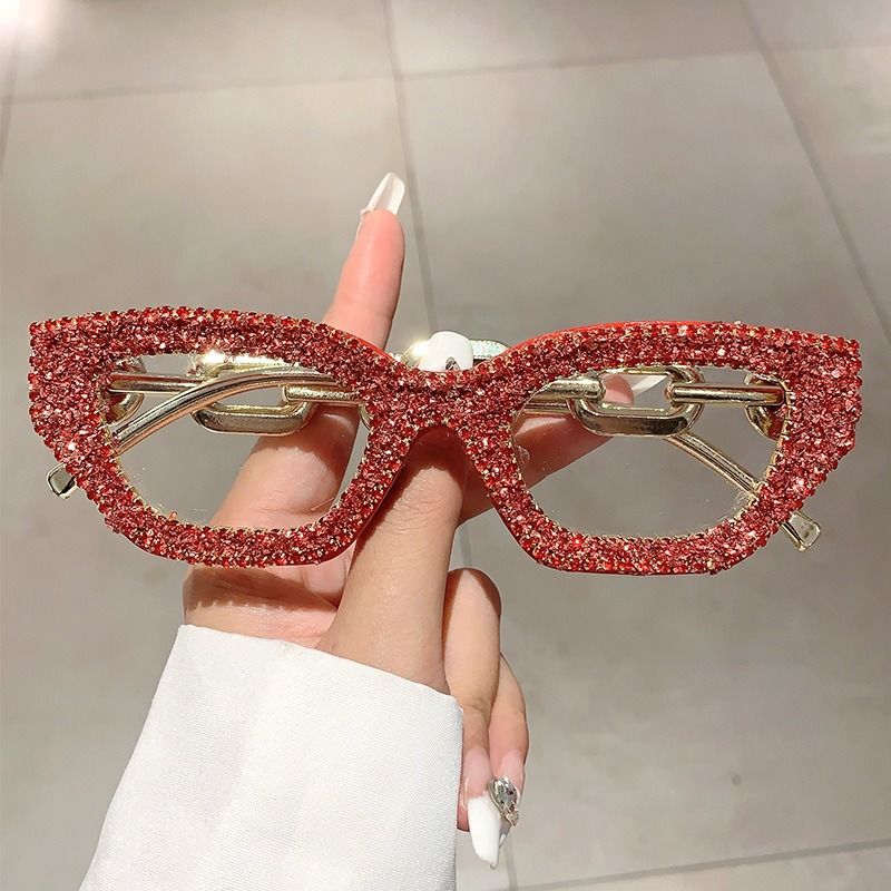 QSKY Sea Street Take Pictures for Small Faces Small Frame square Glasses Diamond Rhinestone Vintage Oval Uv400 Shades Sunglasses 1PC