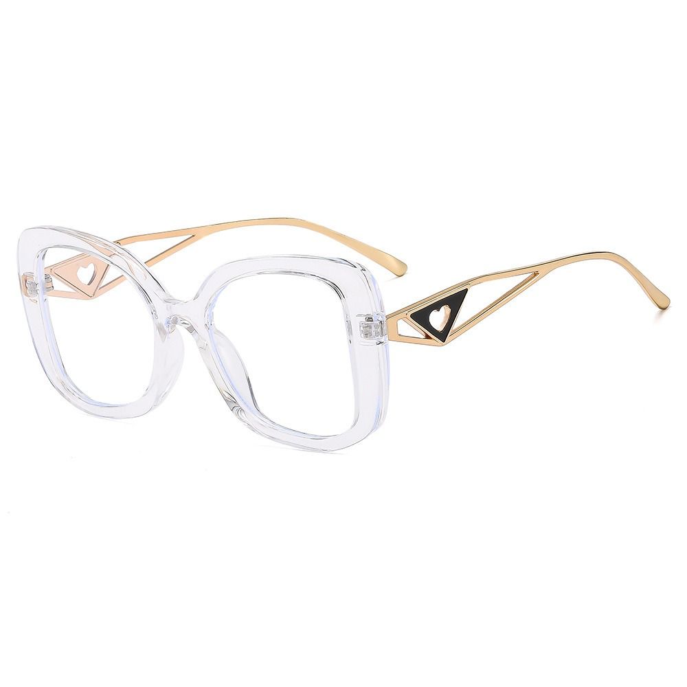Newest Designer Women Men Oversize Gradient Lens Cat Eye Glasses Plastic Metal Frame UV400 Hollow Heart-shaped Temple Shades 1PC
